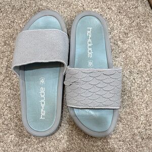 Hey Dude Light Blue Slide Sandals